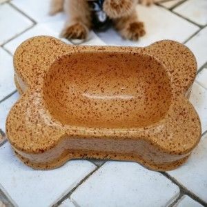 Doggiduds 1995 Canine Cafe Glazed Ceramic Bone Biscuit Dog Feeder Heavy Bowl